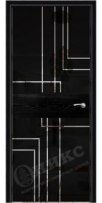 Дверь деревянная "Оникс" СОЛО 2 чёрная эмаль с серебряной патиной 